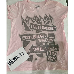 Def Leopard Live in Concert Edinburgh England April 1988 Pink Tshirt Size S